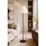 Umbrella Lambader Siyah Metal Tek Ayaklı Lamba Krem Modern Kırma Kumaş Başlık LAM07