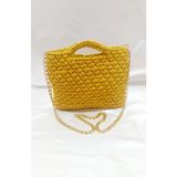 Umela Butik El Örgüsü Penye Ip Çanta - Hardal