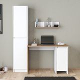 Umg Mobilya Ege&Astira Serisi Dolaplı Çalışma Masası,Bilgisayar Masası Beyaz&Meşe - 108 CM - Beyaz - Meşe