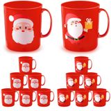 Umigy 12 Adet Noel Plastik Kupalar 12oz Noel Kupası Kulplu Kış Tatili Noel Partisi Malzemeleri Noel Bardakları Kış Noel Kahve Soğuk İçecekler için İçecek Bardağı