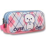 Ümit Çanta Beyaz Pembe Love Cute Cat Desenli Kalem Çantası - Kız Çocuk - 5026 - Beyaz - Pembe