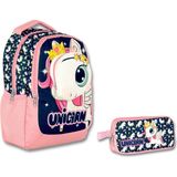 Ümit Çanta Cennec 3 Boyutlu Kız Çocuk Lacivert-Pembe Unicorn Ilkokul Çantası ve Kalemlik Seti - Lacivert - Pembe