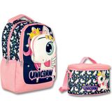 Ümit Çanta Cennec 3D Unicorn Ilkokul Sırt Çantası ve Beslenme Çantası Seti - Kız Çocuk - Lacivert-Pembe - Lacivert - Pembe