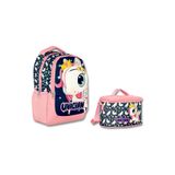 ÜMİT ÇANTA Cennec 3D Unicorn İlkokul Sırt Çantası ve Beslenme Çantası Seti, Lacivert-Pembe, Kız Çocuk