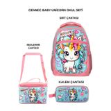 Ümit Çanta Cennec Baby Unicorn 3’lü Set – Sırt Çantası, Beslenme Çantası ve Kalem Kutusu