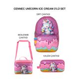 ÜMİT ÇANTA Cennec Unicorn Ice Cream Okul Seti - Sırt Çantası, Kalemlik ve Termal Beslenme Çantası