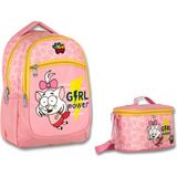 Ümit Çanta Kral Şakir Girl Power Ilkokul Sırt Çantası ve Beslenme Çantası Seti - Kız Çocuk - Pembe