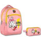 Ümit Çanta Kral Şakir Girl Power Kız Çocuk Ilkokul Çantası ve Kalem Çantası Ikili Set - Pembe