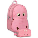 Ümit Çanta (Pembe) Kız Çocuk Pembe Hipopotam Şekilli Ilkokul Çantası ve Kalemlik Seti - SETUMT6030C