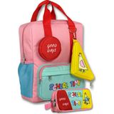 Ümit Çanta (Pembe - Yeşil) Kız Çocuk School Time Baskılı Ilkokul Çantası ve Kalemlik Seti - SETUMT6069C