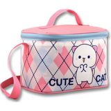 Ümit Çanta Termoslu/ısı Yalıtımlı Beslenme Çantası - 5025 - Love Cute Cat, Beyaz Pembe (Kız Çocuk) - Beyaz - Pembe