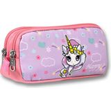 Ümit Çanta Turkuaz Pembe Gökkuşağı Unicorn Desenli Kalem Çantası - Kız Çocuk - 5017 - Lila - Pembe