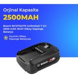 Ümit Maker Bosch BCS712ATR Unlimited 7 Gri 2500 Mah 18.0V Dikey Süpürge Batarya