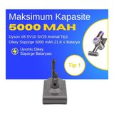 Ümit Maker Dyson V8 SV10 SV25 Animal Tip1 Dikey Süpürge 5000 mAh 21.6 V Batarya – Orjinal Uyumlu Uzun Ömürlü, Yüksek Performans Pil