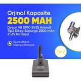 Ümit Maker Dyson V8 SV10 SV25 Animal Tip2 Dikey Süpürge 2500 mAh 21.6 V Batarya – Orjinal Uyumlu Uzun Ömürlü, Yüksek Performans Pil