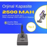 Ümit Maker Dyson V8 SV10 SV25 Tip 2 Dikey Süpürge 2500 mAh 21.6 V Batarya – Orjinal Uyumlu Uzun Ömürlü, Yüksek Performans Pil - 1 Adet