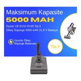 Ümit Maker Dyson V8 SV10 SV25 Tip 3 Dikey Süpürge 5000 mAh 21.6 V Batarya – Orjinal Uyumlu Uzun Ömürlü, Yüksek Performans Pil
