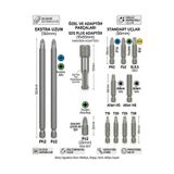 ÜMİTAVM 13 Parça Mıknatıslı S2 Bits Uç Seti: SDS Adaptör, 150mm Uzun Yıldız, Torx, Alyan