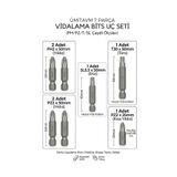 ÜMİTAVM 7 Parça Profesyonel Bits Uç Seti: 50mm PH2 PZ2 T30 Torx ve Düz Matkap Vidalama Ucu