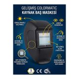 ÜMİTAVM Otomatik Kararan Kaynak Maskesi - Güneş Enerjili, Çift Sensörlü Colormatic Baş Maskesi