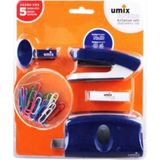 Umix 5’li Masaüstü Kırtasiye Seti (Delgeç + Zımba + Zımba Sökücü + Ataç + Zımba Teli) - Lacivert