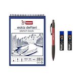 Umix Eskiz Versatil Kalem 1.8 x 0.9 mm Bordo + Mikro A5 50 Yaprak 100 gr Eskiz Defteri+ Mikro Eskiz Kalem Ucu 2b 1.8 mm 2 Adet - 1 Adet