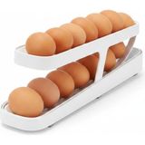 Umiya 2 Katlı Buzdolabı Yumurtalık Düzenleyici Otomatik Kaydırmalı Yumurta Saklama Rafı Organizer - Çok Renkli