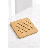 Umiya Kare Bambu Nihale Isıya Dayanıklı Tencere Tava Çaydanlık Altlığı Kaymaz Ahşap Görünümlü Mutfak Servis Altlığı 16X16 cm - Renkli