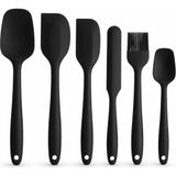 umiya Umıya 6 Parça Silikon Mutfak Gereçleri Seti Yapışmaz Spatula Kaşık Fırça ve Servis Takımı - Siyah