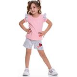 Ümkem Kalp Nakışlı Şortlu Kız Çoçuk Takım 2 /6 Yaş - 2 - 3 Yaş - Pembe