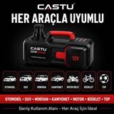 Umo Teknoloji Castu CS78 Plus Max 5 Ton 4'ü 1 Arada Elektro-Hidrolik Kriko Seti | Hava Pompası + Elektrikli Bijon Anahtarı + LED Işık | 12V Araç Krikosu