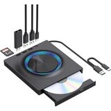 UmoTech Harici Dvd-Rw Cd/dvd Sürücü – Usb-C/3.0, USB Hub ve Sd Kart Girişli, Slim Taşınabilir Optik Sürücü