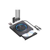 UmoTech Harici DVD-RW CD/DVD Sürücü – USB-C/3.0, USB Hub ve SD Kart Girişli, Slim Taşınabilir
