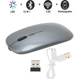 UmoTech Kablosuz Şarjlı Mouse Bluetooth ve 2.4ghz- Rgb Işıklı - Sessiz Tıklama - Gri