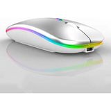 UmoTech Şarjlı Kablosuz Mouse Bluetooth 2.4ghz Rgb Işıklı Sessiz Tıklama Tablet Telefon Bilgisayar Uyumlu - Gri