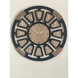 Ümra Lazer Ahşap Dekoratif Hasır Detaylı Duvar Saati 40X40 cm Sessiz Akar Mekanizma