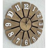 Ümra Lazer Yonca Desenli Dekoratif Ahşap Duvar Saati 40 cm Sessız Akar Mekanizma - 40 x 40 cm - Meşe