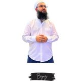 Umre Market Tam Düğme Keten Saffan Gömlek - Beyaz - 2XL