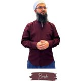 Umre Market Tam Düğme Keten Saffan Gömlek - Bordo - XL