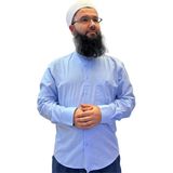 Umre Market Tam Düğme Keten Saffan Gömlek - Mavi - 4XL