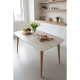 UMS MOBİLYA 80 x 140 Zen Yemek Masası–Mutfak Masası-Salon Masası-Ahşap Ayaklı Traverten Desen (Tek Masa)