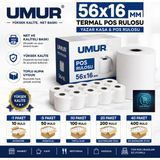 Umur 56X16 Pos Rulosu | Net Baskı | Yüksek Kalite | Pos Cihazlarına Uyumlu - 20 Paket 200 Adet