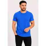 Umut Ayakkabı Erkek Basic Tişört Bisiklet Yaka Kısa Kol Günlük Yazlık Slim Fit T-Shirt - Saks - Saks Mavisi