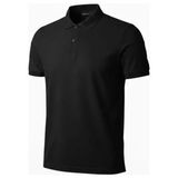 Umut Ayakkabı Erkek Pike Kumaş Düğmeli Yaka Regular Fit Günlük Kısa Kol Tişört T-Shirt - Si - Siyah