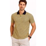 Umut Ayakkabı Erkek Pike Kumaş Polo Yaka Desenli Tişört Kısa Kol Yazlık T-Shirt - Sarı