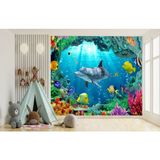 Umut Gergi Tavan Akvaryum Temalı Tek Parça Duvar Kağıdı - Renkli - 250 x 150 cm