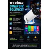 Umut Matbaacılık Taşınabilir Sinema Projektörü Ev Sineması Bluetooth Android 11 Akıllı Projeksiyon Wifi Beyaz (HY300 Pro )
