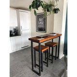 Umut Park metal Ahşap Mutfak Masa ve Taburesi. - Ceviz - Siyah - 40X120X90