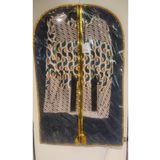 Umut Takım Elbise Kılıfı, Şeffaf Elbise Taşıma Hurç, Kenar Şerit Metalize Altın Biye, 64x100 cm,