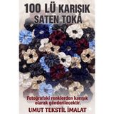 umut tekstil imalat 100'Lü Karışık Saten Lastikli Toka seti,Hediyelik Kına Gecesi için Saten Toka Seti